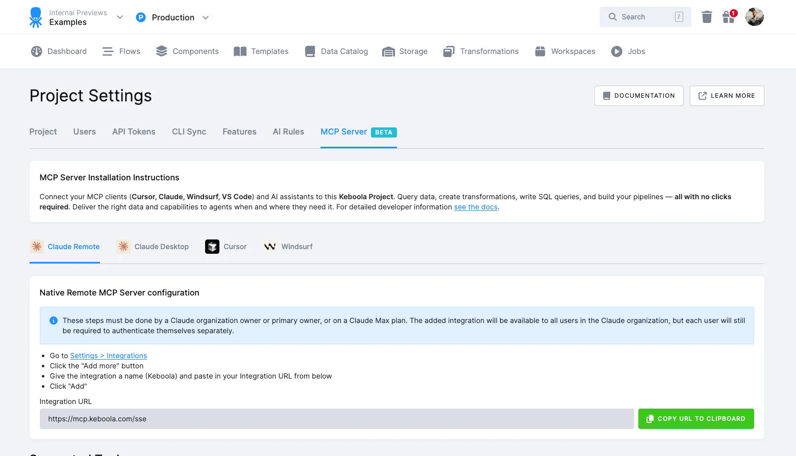 MCP Server configuration screenshot