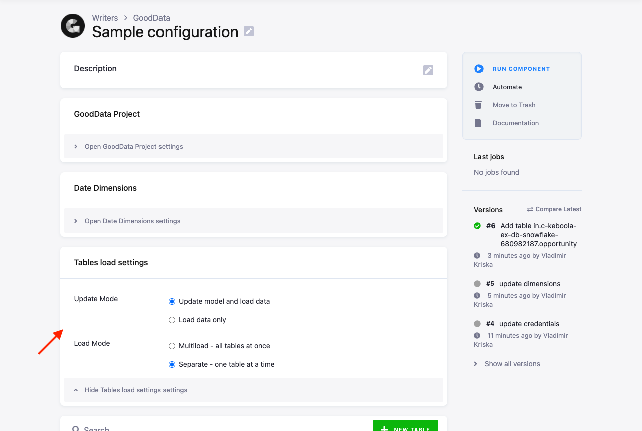 Screenshot - Table Load Settings