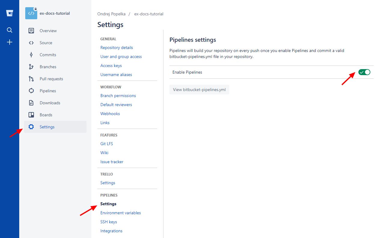 Screenshot -- Bitbucket Pipelines