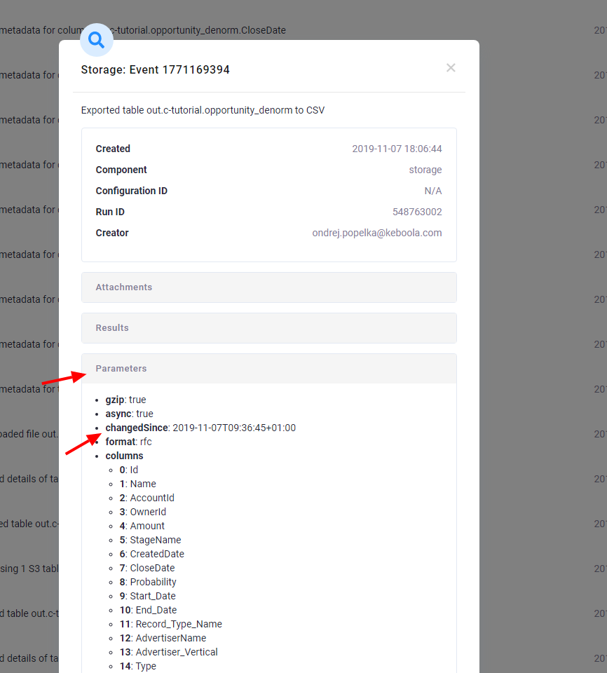 Screenshot - Automatic Incremental Processing Event Detail