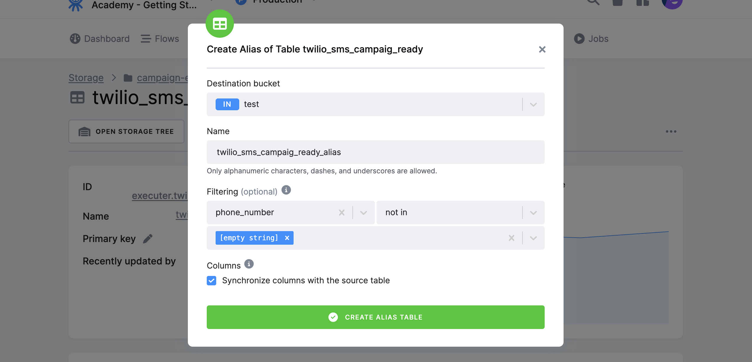 Screenshot - Create Simple alias